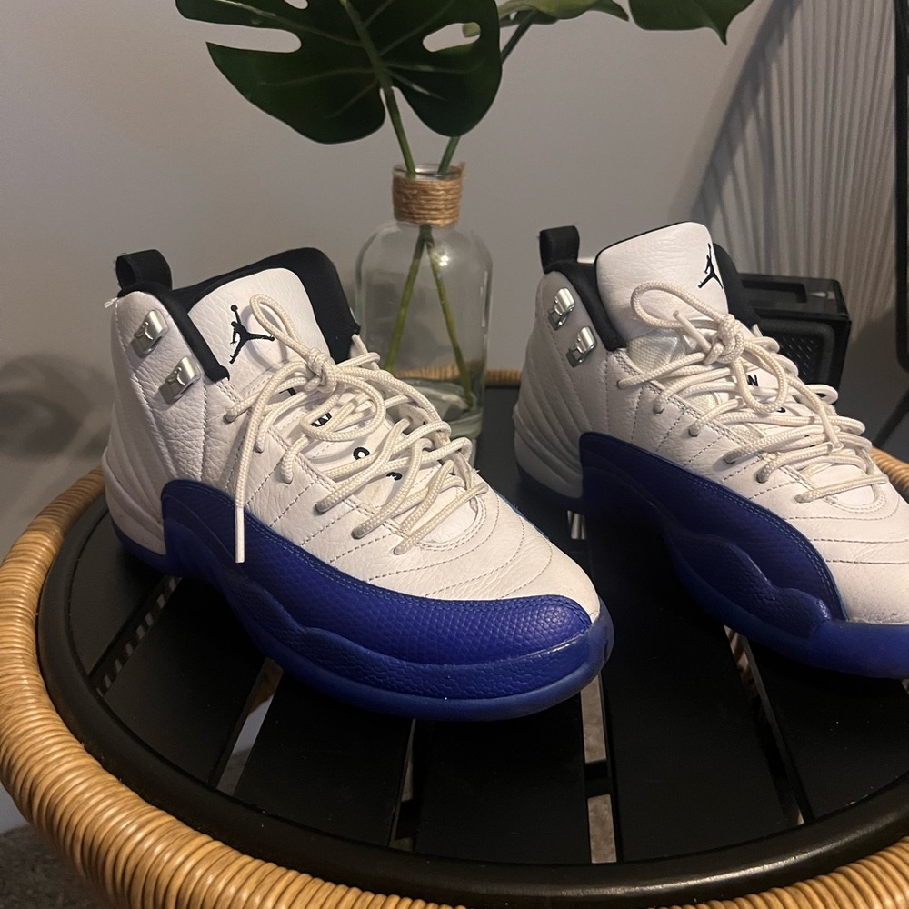 White and Blue High-Top Sneakers